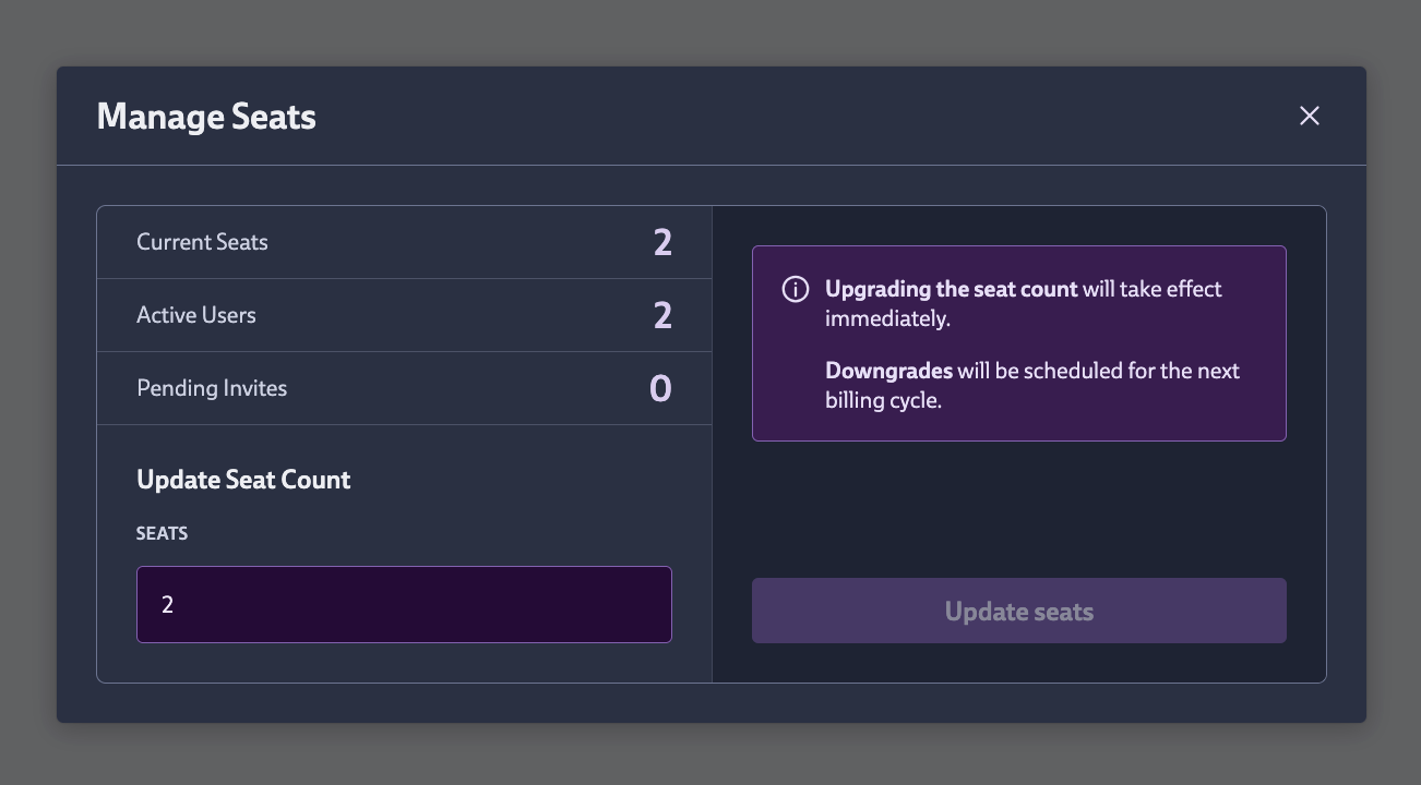Seat Management Screen